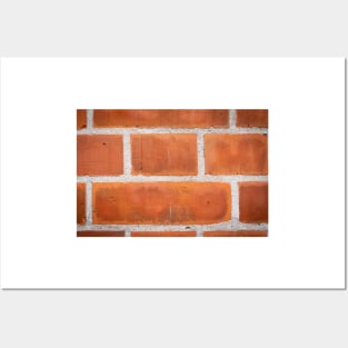 Red brick background clloseup pattern with white grout lines. Posters and Art